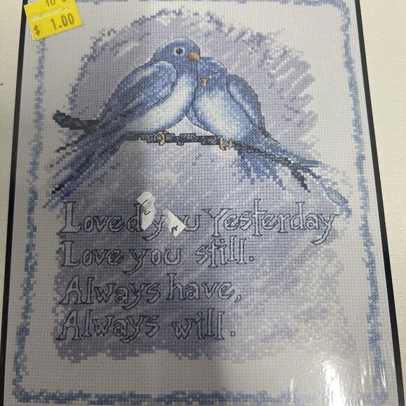 Bucilla Counted Cross Stitch "Love You Always" 8"x10" Blue Birds WM45656 - Picture 6 of 9